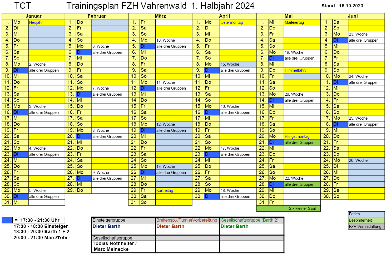 Trainingsplan für das 1. Halbjahr 2024